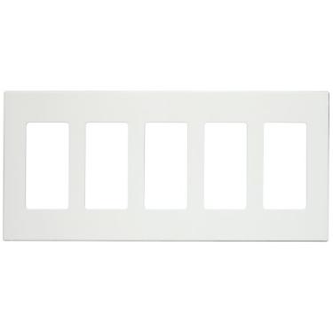 Imagem de Leviton 80321-SW 5-Gang Decora Plus placa de parede sem parafusos para encaixe, branca
