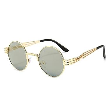 Imagem de Óculos de sol feminino moldura redonda uv400 tons vintage masculino óculos de sol proteção solar ao ar livre óculos de sol multicoloridos, ouro c9, china