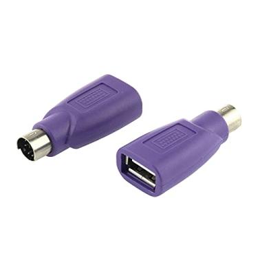 Imagem de DGZZI Adaptador USB para PS2 2 peças roxo USB fêmea para PS/2 macho