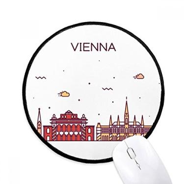 Imagem de DIYthinker Tapete de mouse Viena Áustria plano padrão de marco desktop escritório tapete redondo para computador
