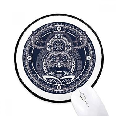 Imagem de DIYthinker Mouse pad com estampa artística de bússola para mesa de escritório tapete redondo para computador