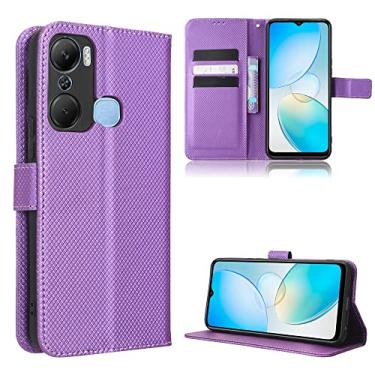 Imagem de Capas de telefone com textura diamante Infinix Hot 12 Pro capa de couro luxo slots para cartão de visita clipe de carteira à prova de choque capa para telefone Infinix Hot 12 Pro capas (roxo, Infinix Hot 12 Pro)