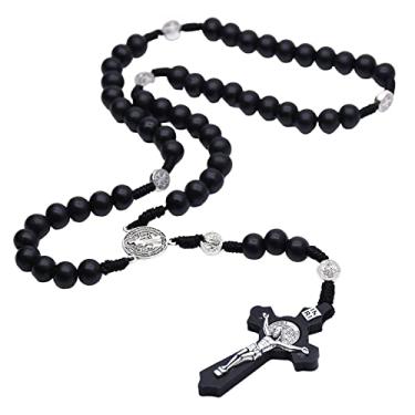 Imagem de harayaa Adulto Unissex Pingente De Cruz De Rosário De Madeira Presente Correntes Colar Católico Contas De Terço Colar Com Crucifixo Joias De Contas De Oração Madeira Liga Metálica Não Disponível