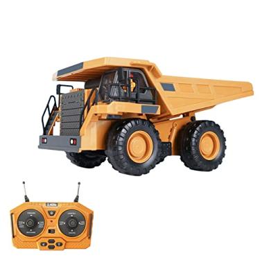 Imagem de LAURAG Escavadeira de controle remoto Caminhão basculante RC 1/24 2,4 GHz 9CH RC caminhão de construção veículos de engenharia brinquedos educativos para crianças com música leve