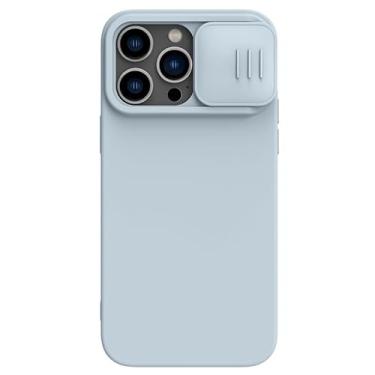 Imagem de PuRoxx Capa fina para iPhone 15 Pro Max/15 Plus/15 Pro/15, capa de lente de câmera deslizante, capa de silicone líquido, antiderrapante, anti-impressão digital, capa de telefone com proteção contra quedas, cinza, 15Pro