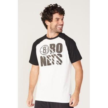 Imagem de Camiseta Nba Raglan Estampada Brooklyn Nets Off White