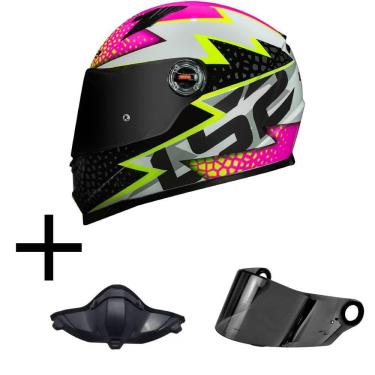 Imagem de Capacete LS2 FF358 Speedy Rosa Mais Viseira Fumê E Narigueira Alta Hjc