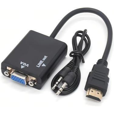 Imagem de Cabo Adaptador Conversor HDMI 1080p Para VGA + P2 Áudio e Vídeo para Experiência Imersiva