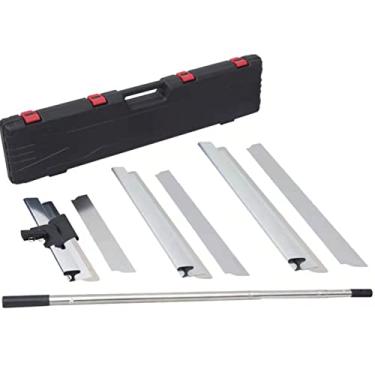 Imagem de BXGTECH Ferramentas de drywall lâmina de desnatação com cabo de extensão - lâminas de 30,5 cm, 55,9 cm e 81,3 cm alumínio extrudado 301 ferramentas de construção tampas de extremidade, placa de parede