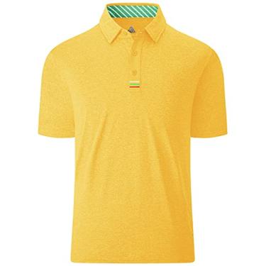 Imagem de Dekomere Camisa polo masculina de manga curta esportiva casual masculina, 025-amarelo, 3G