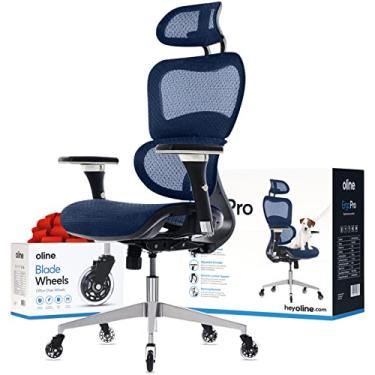Imagem de Oline Cadeira de escritório ergonômica ErgoPro – Cadeira de mesa com rodinhas com apoio de braço ajustável 4D, suporte lombar 3D e rodas de lâmina – Cadeira de malha para computador, cadeiras de