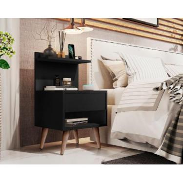 Imagem de Mesa de Cabeceira Modelo Sleep Com Pés Palito Preto - Quality