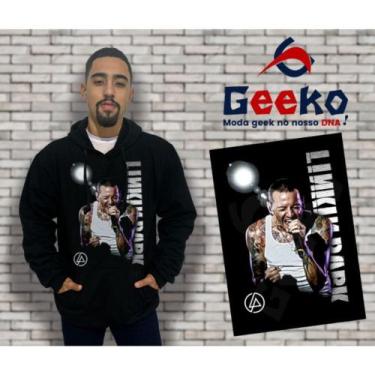 Imagem de Moletom Canguru Linkin Park Chester Bennington Rock Geeko, Preto, P