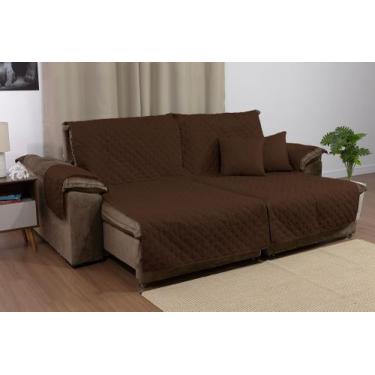 Imagem de Capa para sofá Retrátil 2,20 Metros 2 Assentos Com Bolso e Duas Almofa