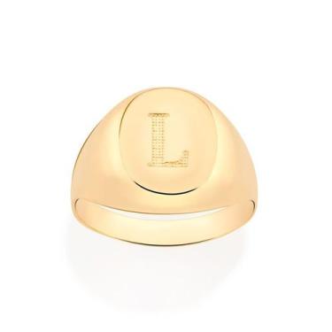 Imagem de Anel Rommanel Letras Folheado a Ouro 513316, Dourado, 16
