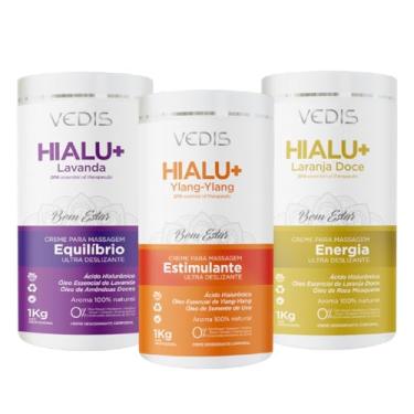 Imagem de Kit 3 Hialu+ Cremes de Massagem Com Ácido Hialurônico e Óleos Essenciais - Laranja Doce Energia, Ylang-Ylang Estimula e Lavanda Equilíbrio