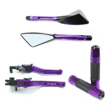 Imagem de Kit Retrovisor Manopla Manete Yamaha R1 R6 Xj6 Mt07 Mt09 Fz6 - NoBrand