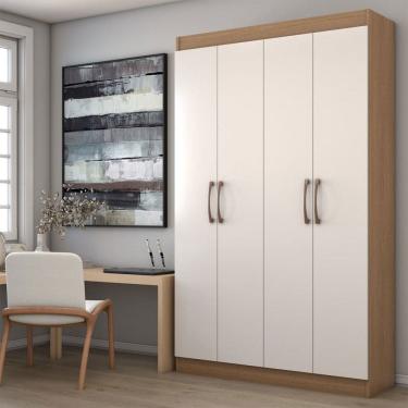 Imagem de Armário Multiuso Albuquerque 4 Portas 8 Prateleiras Off White/Nogueira - Panorama Móveis