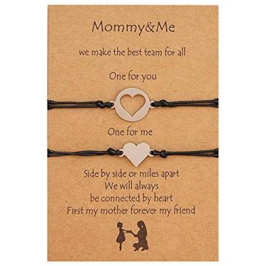 Imagem de Pulseira mãe filha joias para 2, mamãe e eu coração combinando pulseiras desejo, Presentes de dia de ação de graças para a mãe