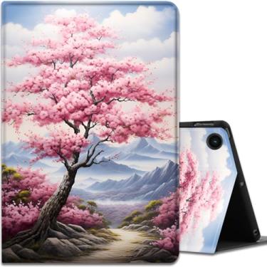 Imagem de Capa para Samsung Galaxy Tab A9 Plus 11 polegadas 2023, ângulos de visualização múltipla, com função hibernar/despertar automática para tablet Samsung Galaxy A9 + (SM-X210/X216/X218), pessegueiro da