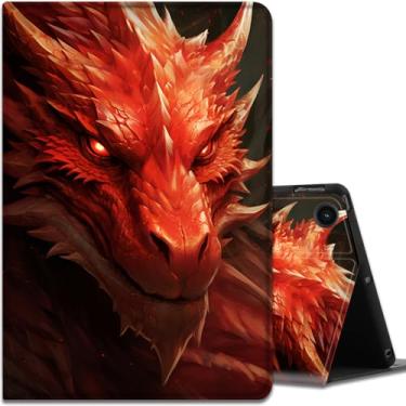 Imagem de Capa para Samsung Galaxy Tab A9 Plus 11 polegadas 2023, ângulos de visualização múltipla, com função hibernar/despertar automática para tablet Samsung Galaxy A9 + (SM-X210/X216/X218), dragão vermelho