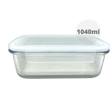 Imagem de Pote para alimentos em vidro com tampa de 1040ml bela kasa, BRANCO
