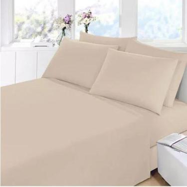 Imagem de Jogo Lençol Casal Queen 4 Pcs Liso 180 Fios Algodão - Relíquias do Int