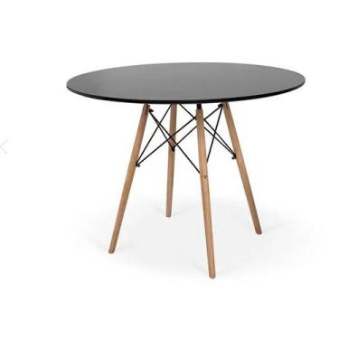 Imagem de Mesa Eiffel Preta 90cm Madeira  Ideal para Cozinha, Sala de Jantar ou 
