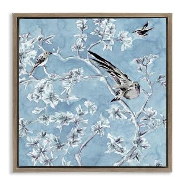 Imagem de Stupell Industries Arte de parede em tela flutuante marrom com ramos de pássaro serenidade cunhada por Melissa Wang, 25 x 25