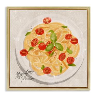 Imagem de Stupell Industries Refeição de espaguete italiana com moldura dourada flutuante, arte de parede, design de Juliet Rose Philips, 63 x 63 cm