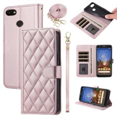 Imagem de Furiet Argyle Capa carteira para Google Pixel 3a XL com alça de ombro, compartimentos para cartões, bolsa fólio, acessórios de couro PU de luxo para Pixel3aXL Pixle 3aXL A3 Pixel3a LX rosa