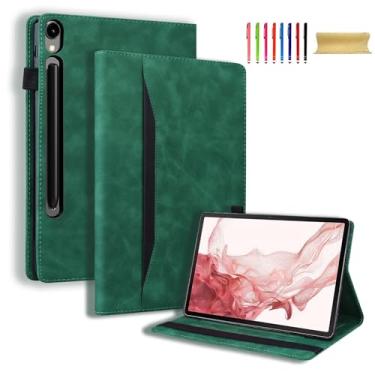 Imagem de Allytechgroup Capa flip para Samsung Galaxy Tab S10 FE+ Plus 13,1 polegadas 5G 2025 SM-X620 X626B, capa protetora para tablet de couro PU premium com elástico e bolso frontal, verde
