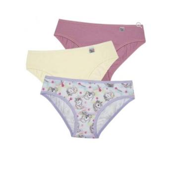 Imagem de Calcinhas Infantil Algodão Del Rio kit com 3 peças, Azul-aço, M