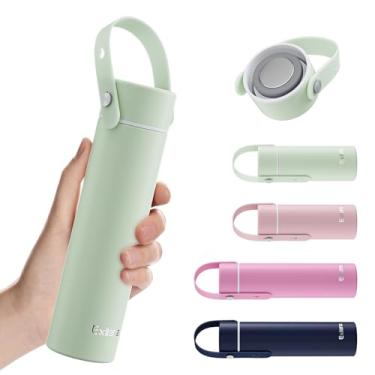Imagem de Exllena 【Atualizada】 Pequena garrafa de água isolada de 293 ml com alça de silicone ajustável - à prova de vazamento - Frasco pequeno para bebidas quentes e frias, ideal para bolsa, lancheira... (Mint