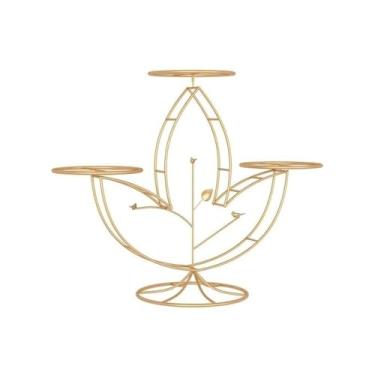 Imagem de Suporte de bolo suporte giratório para cupcake suporte de frutas rack de ferro forjado casamento aniversário sobremesa bandeja de exibição de três camadas prato de bolo doces cupcake sobremesa