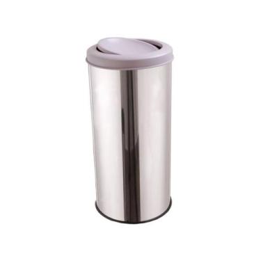 Imagem de Lixeira Inox Com Tampa Flip-TopInox (Basculante) 35 Litros Largo - CM 
