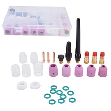 Imagem de Kit de acessórios de tocha de soldagem TIG de 31 peças para WP-17/18/26 com lente de gás e copos de vidro térmico