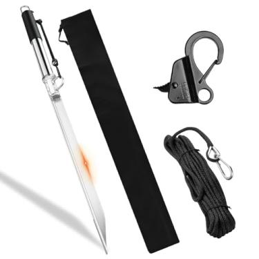 Imagem de Haste de âncora de barco com ponta de areia, âncora de ponta de praia automartelada com gancho de âncora de barco e linha de âncora de barco de 15 metros, âncora de praia de aço inoxidável para barcos