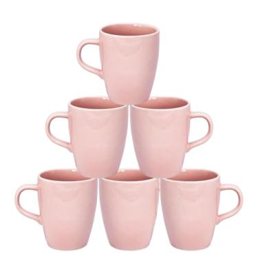Imagem de Conjunto de 6 canecas de porcelana, 230 ml, xícaras de café e chá (6 Rosa)
