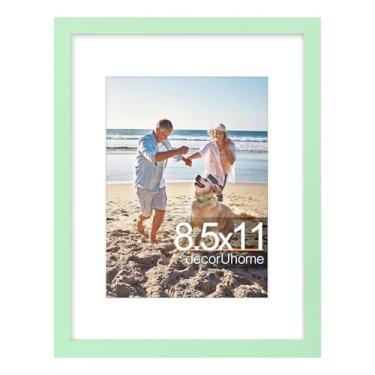 Imagem de decorUhome Moldura de 21 x 27 cm, exiba imagens 15 x 20 com tapete ou 21 x 28 sem tapete, moldura de certificado de exibição de parede e mesa, verde claro, 1 pacote