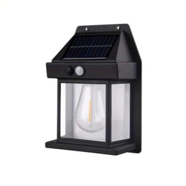 Imagem de LumináRia Solar Com Sensor De Movimento | LâMpada à Prova D'áGua Para Parede | Ideal Para Jardim E Casa(MT140 P (Preta),1UNI)