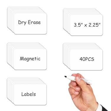 Imagem de 2,25 x 3,5 ímãs de etiqueta apagáveis a seco, etiquetas magnéticas para armazenamento e organização, tiras de fita magnética para prateleiras e armazéns aderem a qualquer superfície de aço, 40 peças