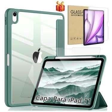 Imagem de Capa iPad 11 Geração 2025 (A16) 11", Compatível iPad 10th de 10,9", Com Suporte para Apple Pencil e Despertar/Sono Automático, Anti Impacto (Verde, Com Película de Vidro)