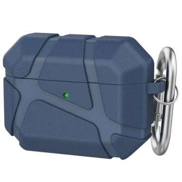 Imagem de TRONWIN Capa para AirPods Pro 3 – Capa rígida com design armadura 2025 para Apple AirPods Pro 3ª geração, capa protetora completa Cool Air pods pro 3 para homens (azul noturno)