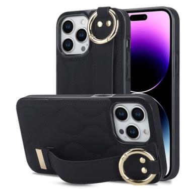 Imagem de Capa de telefone com pulseira de couro PU para iPhone 15 14 Plus 13 12 Mini 11 Pro Max X XS XR 7 8 Plus Capa de suporte, preta, para iPhone 7Plus (8Plus)