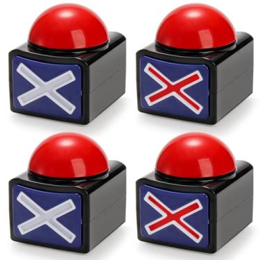 Imagem de Cididu Pacote com 4 campainhas de resposta de jogo, adereços de botão de resposta para game show, questionário de curiosidades, buzzer, botões de alarme com som e luz, brinquedo de suporte de concurso