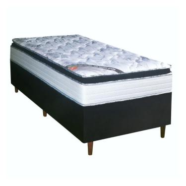 Imagem de Cama Box Solteiro Preto + Colchão D33 Bom Pastor Londres Cinza E Preto 88cm