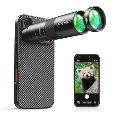 Imagem de APEXEL Lente teleobjetiva 10X e lente macro de 150 mm com capa de telefone 17 Pro