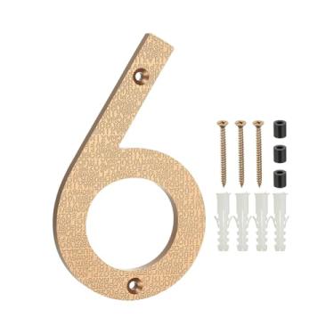 Imagem de PATIKIL Números de casa de 15 cm para o exterior, número 6 ABS textura de plástico flutuante número de casa moderna caixa de correio números de porta com kit de unhas para rua residencial ao ar livre