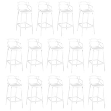 Imagem de Kit 14 Banquetas Allegra Com Encosto Design Cozinha/bancada - Branco